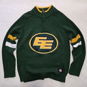 Vintage CFL Edmonton Elks, Formerly Edmonton Eskimos Knit 1/4 Zip Sweater